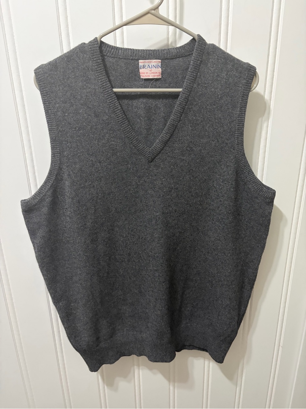 VTG 60s Brainin of Bond Street Pure Cashmere Sweater Vest Scotland Men’s Large